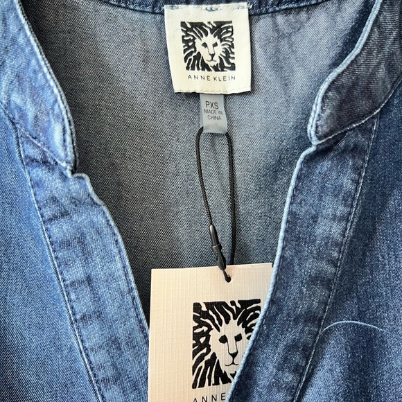 NWT Anne Klein Blue Puff Sleeve Blouse | Size XS - Picture 2 of 4